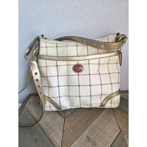 Coach Purse Womens White‎ Heritage Peyton Duffle Shoulder bag Plaid L1193-f19178